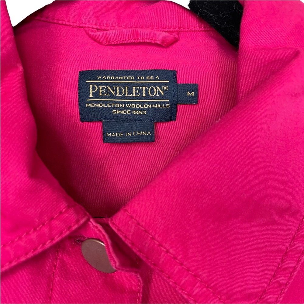 Pendleton Pink Denim Jacket Silver Button-Down Hi… - image 6